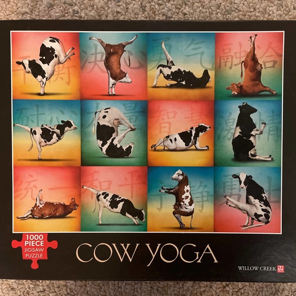 Adorable Cow Yoga 1,000 piece puzzle - GUC- Made in USA 🇺🇸 - Picture 3 of 3